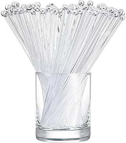 100 Pieces Disposible Plastic Round Top Crystal Swizzle Sticks (Red)