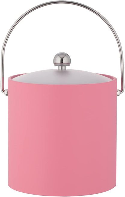 Kraftware Fun Colors - 3qt Ice Bucket with a Chrome Bale Handle, Chrome Astro Knob, and Frosted Acrylic Cover (Light Blue)
