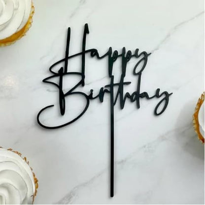 DIY Happy birthday Cake Topper Black Acrylic