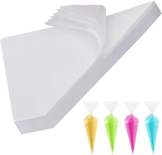 Engorgio 100 Pcs Disposable Mini Piping Bags 8 inch Pastry Bag Pastry Crimpers Small Piping Bags Disposable Pastry Bags For Cake Macarons Dessert Decorations Cookies Baking Cupcakes (Clear)