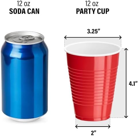 DecorRack 20 Party Cups 12 oz Disposable Plastic Cups for Birthday Party Bachelorette Camping Indoor Outdoor Events Beverage Drinking Cups (Black, 20)