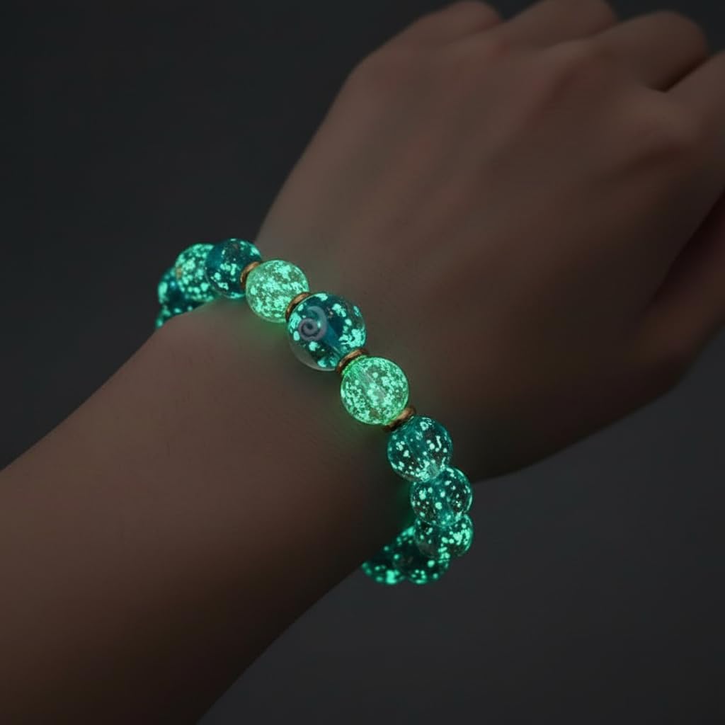 Handmade Glow-in-the-Dark Beaded Bracelet, Luminous Wrist Accessory, Fashion Bracelet for Women, Ideal Gift for Night Events, Parties & Birthdays