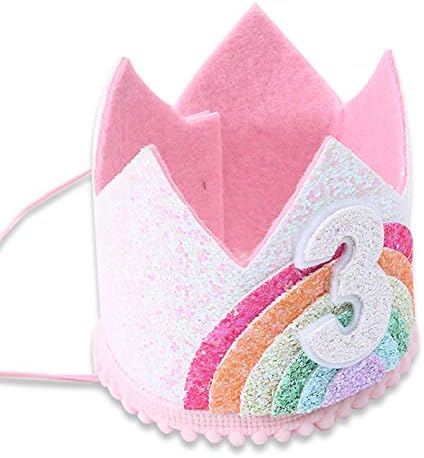 Birthday Rainbow Girl Crown, Birthday Hat for Event Party Supplies,Photo Props