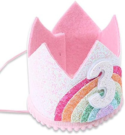 Birthday Rainbow Girl Crown, Birthday Hat for Event Party Supplies,Photo Props
