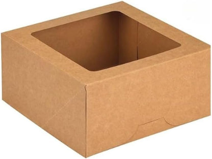 JBR & JM 5-Pack White Cake Boxes with Window - 10x10x5 Inches, Disposable Bakery Box for Cakes, Pastries, Desserts, Cookies - Square Cake Containers for Birthday Parties and Weddings