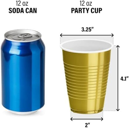 DecorRack 20 Party Cups 12 oz Disposable Plastic Cups for Birthday Party Bachelorette Camping Indoor Outdoor Events Beverage Drinking Cups (Black, 20)