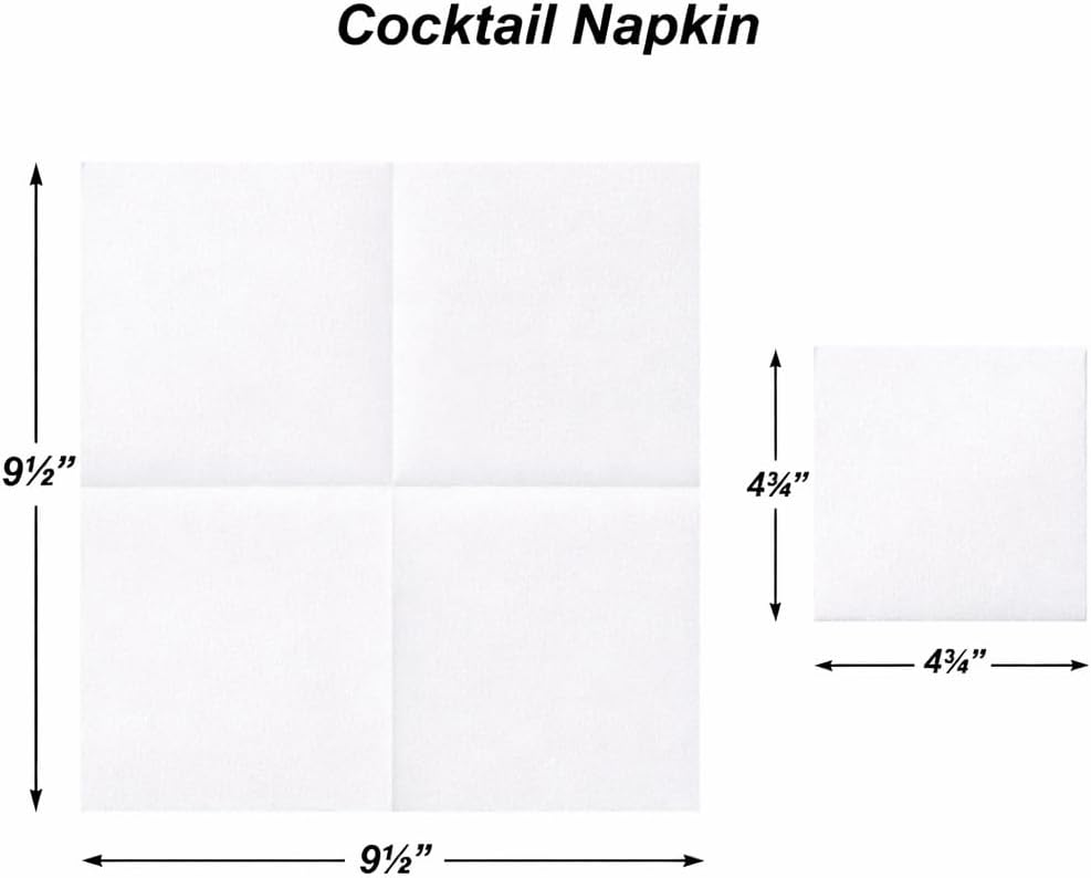 AH AMERICAN HOMESTEAD Cocktail Napkins-Disposable Beverage/Bar Napkins-White Linen-Like Square Napkins-Eco-Friendly & Compostable-Everyday Use, Party or Wedding 4.75inch x 4.75inch (100 Count, White)