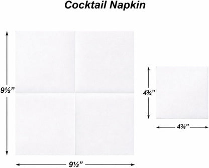 AH AMERICAN HOMESTEAD Cocktail Napkins-Disposable Beverage/Bar Napkins-White Linen-Like Square Napkins-Eco-Friendly & Compostable-Everyday Use, Party or Wedding 4.75inch x 4.75inch (100 Count, White)