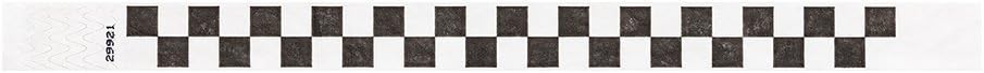 500 WristCo Black Checkered/Checks Tyvek Wristbands for Events - Comfortable Tear Resistant Paper Bracelets ID Wrist Bands for Concerts Festivals Admission Party Identification