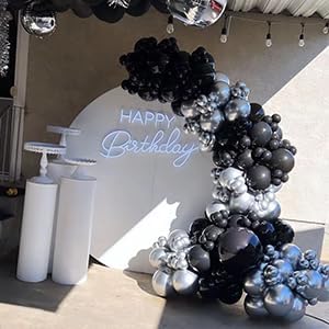 Black and Gold Balloons Garland Arch Kit, 134pcs Black and Metallic Gold Balloons with Different Size for 2026 Graduation Decorations, New Year, Birthday, Anniversary Party Decorations