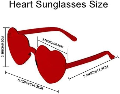 AEAHALY Heart Sunglasses for Women and Men Rimless Heart Shaped Sunglasses Bachelorette Bride Party Accessories