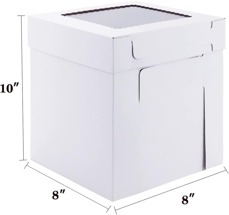 Tall Cake Boxes for Tier Cakes,10x10x12 Inch [3Pack ] Thick Sturdy Cake Box with Window, Layer Cake Carrier,Disposable Cake Containers