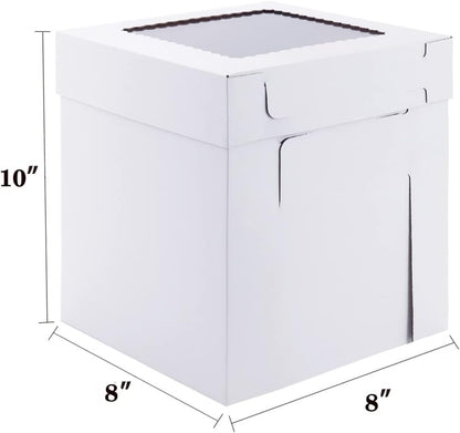 Tall Cake Boxes for Tier Cakes,10x10x12 Inch [3Pack ] Thick Sturdy Cake Box with Window, Layer Cake Carrier,Disposable Cake Containers
