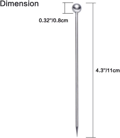 50 Pieces Stainless Steel Cocktail Picks Metal Martini Picks 4.3 inch
