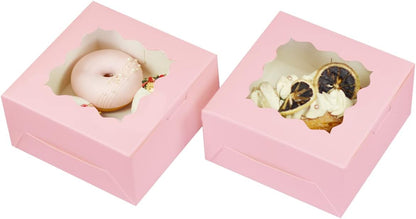 Bakepacker Brown 30-Packs Bakery Boxes with Window 6x6x3 inches Thick & Sturdy Macaroon Pastry Boxes Cookie Boxes for Bakerys