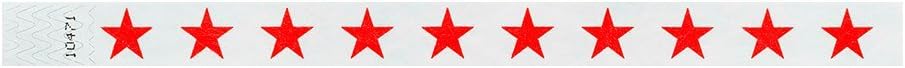 500 WristCo Red Stars Tyvek Wristbands for Events - Comfortable Tear Resistant Paper Bracelets ID Wrist Bands for Concerts Festivals Admission Party Identification Tours
