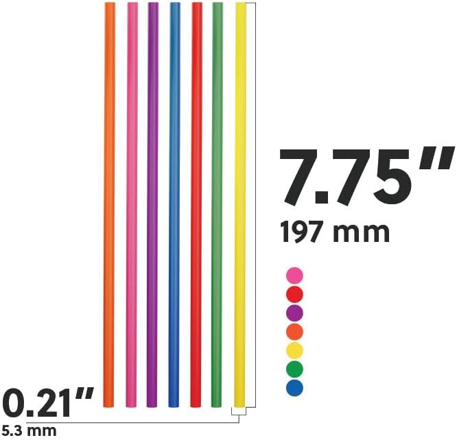 7.75" Plastic Straws (500 Count), Disposable Straws - Made For Standard 16oz Glass (Black)