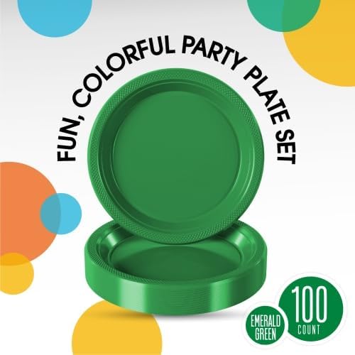 Party Solids Black Plastic Plates For Party 10" Black Disposable Plates For Party Supplies 100 Pcs Plastic Dinnerware Sets Heavy Duty 350 GSM Disposable Dinnerware Set