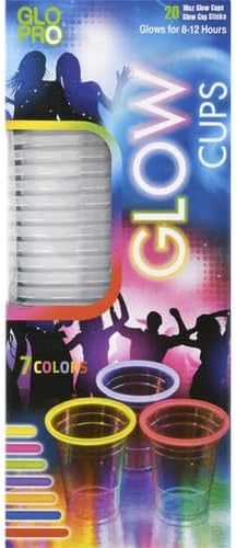 Glo Pro GLOW PARTY CUPS 16oz with Glow Sticks – Neon Light Up Cups for Glow Party, Blacklight Party Supplies for Birthdays, Bars, Weddings & Events