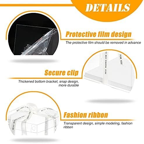 10 Inch Clear Cake Box,2 Pcs 10" X 10" X 9" Transparent Cake Box with Ribbon for 8" Cakes-Clear Tall Cake Boxs- Gift Boxes with Lid for Wedding Party and Gift Display (White-2 Set)