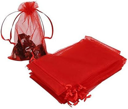 HRX Package 100pcs White Organza Bags, 4x6 inch Mesh Bags Drawstring Gift Bags Jewelry Pouches for Candy Wedding Favors Christmas