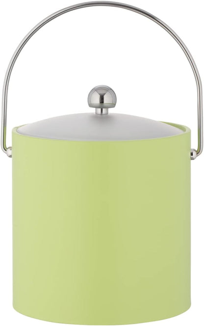 Kraftware Fun Colors - 3qt Ice Bucket with a Chrome Bale Handle, Chrome Astro Knob, and Frosted Acrylic Cover (Light Blue)