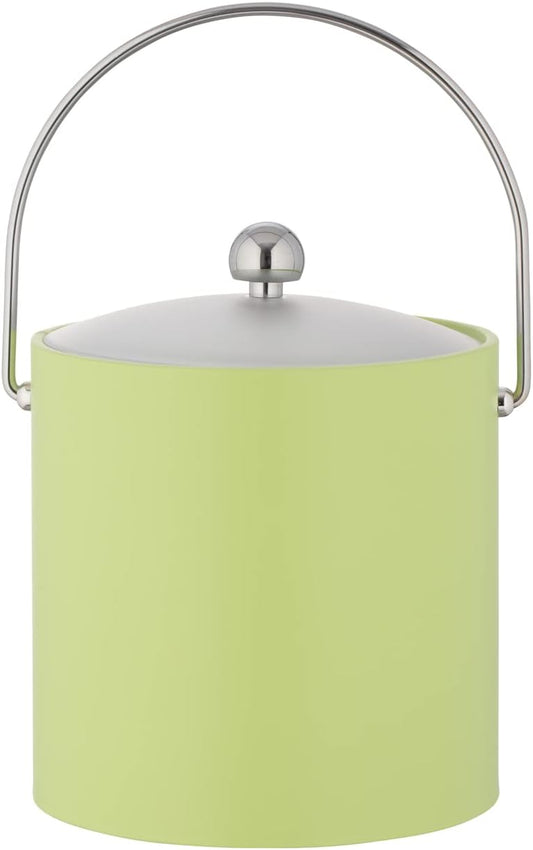 Kraftware Fun Colors - 3qt Ice Bucket with a Chrome Bale Handle, Chrome Astro Knob, and Frosted Acrylic Cover (Light Blue)