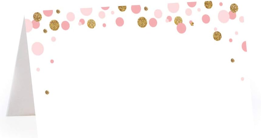 Andaz Press Blush Pink Gold Glitter Girl Baby Shower, Printable Table Tent Place Cards, 20-Pack, Seat Placement Cards Blank Place Cards For Table Settings Name Cards for Wedding, Graduation Food Cards - Colors A
