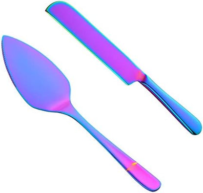 Wedding Cake Knife Server Set, 304 Stainless Steel Spatula Baking Tool Cake Shovel Butter Knives For Pie/Pizza/Cheese (Gold)