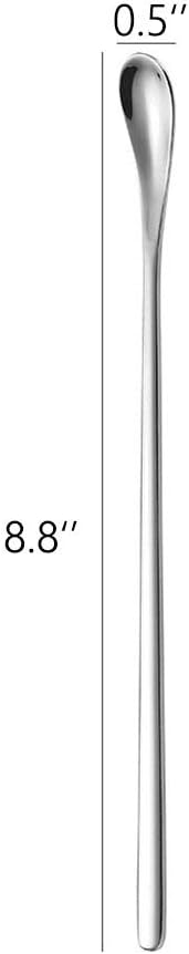 Delove Stainless Steel Coffee Stirring Spoon Beverage Cocktail Stirrers Stir Cocktail Drink Mixing Swizzle Stick- Tiny Salt Condiment Spoon - Reusable - Set of 4 (7.6-Inch)
