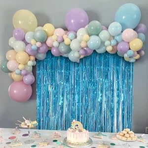 Happy Mothers Day Decorations Melsan 3 Pack 3.2 x 8.2 ft Pinkish Purple Tinsel Fringe Curtain Backdrop, Sparkling Metallic Party Decorations for Girls Birthday, Bachelorette, Wedding, Photo Booth