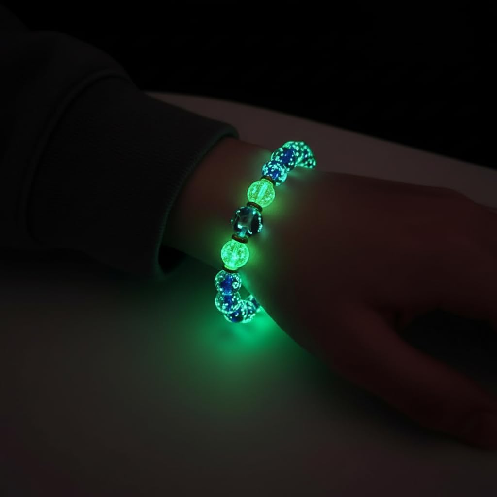 Handmade Glow-in-the-Dark Beaded Bracelet, Luminous Wrist Accessory, Fashion Bracelet for Women, Ideal Gift for Night Events, Parties & Birthdays