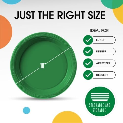 Party Solids Black Plastic Plates For Party 10" Black Disposable Plates For Party Supplies 100 Pcs Plastic Dinnerware Sets Heavy Duty 350 GSM Disposable Dinnerware Set