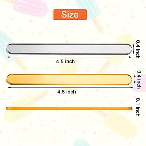 30 Pieces Acrylic Sticks Reusable Cakesicle Cake Pop Mold Mirror Ice Pop Sticks Ice Cream Cakesicle Mold for Home Cake Candy Gifts Party Craft