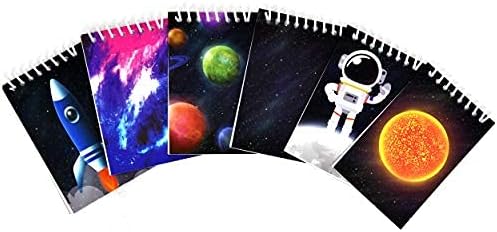 Gift Boutique 48 Outer Space Galaxy Mini Notepads, Astronaut & Rocket Ship Theme Spiral Memo Notebooks, Solar System Party Favors & Classroom Rewards for Kids