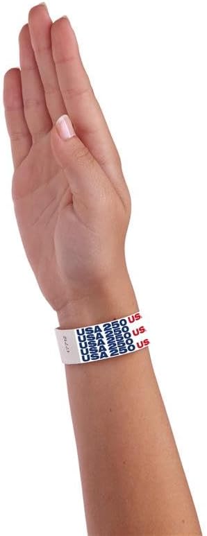 500 WristCo Red Stars Tyvek Wristbands for Events - Comfortable Tear Resistant Paper Bracelets ID Wrist Bands for Concerts Festivals Admission Party Identification Tours