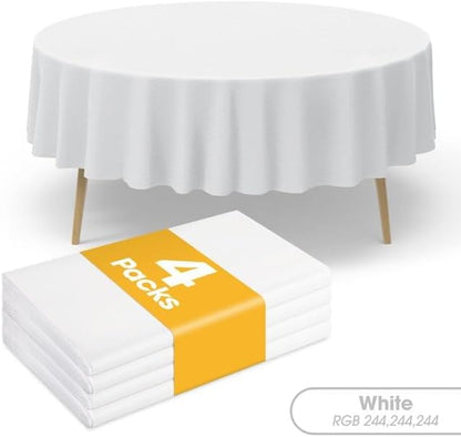 Niuara White Plastic Table Cloth - 4 Pack 54" × 108" Rectangle Disposable Tablecloths for 6FT Tables, Table Cover for Party, Holiday & Gathering Use