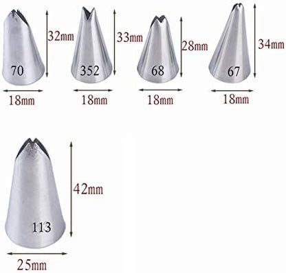 Piping Tips For Cake Decorating, Stainless Steel Icing Piping Nozzles For Pastry Fondant Decorating Tools (C)