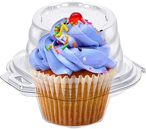 2 Cavity Cupcake Boxes-Stackable Regular Cupcake Carrier Holder, Thicker Clear Cupcake Boxes, Non-slip High Topping Cupcake Containers for Cupcakes, Muffins (50)