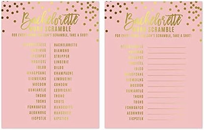 Andaz Press Blush Pink and Metallic Gold Confetti Polka Dots Bachelorette Party Bridal Shower Collection, Scavenger Hunt Game Cards, 20-Pack