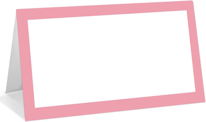 25 Pack Pink Plaid Bow Place Cards, Editable Name Cards for Table Setting, Tent Cards Food Label for Dinner Party, Bridal Shower, Wedding, Baby Shower and Events -T30