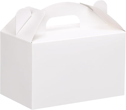 Moretoes 48 Pack White Party Favor Treat Boxes, Gable Gift Boxes with Handles, Candy Boxes for Birthday, Wedding, Baby Shower, Holiday