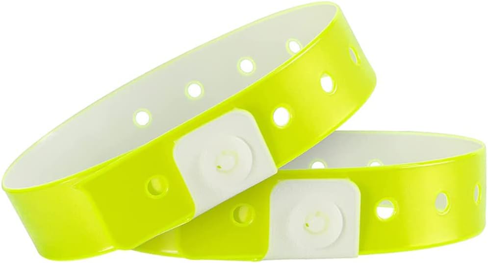 Ouchan Plastic Event Wristbands Neon Green- 100 Pack Vinyl Wristbands for Party