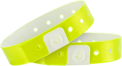 Ouchan Plastic Event Wristbands Neon Green- 100 Pack Vinyl Wristbands for Party