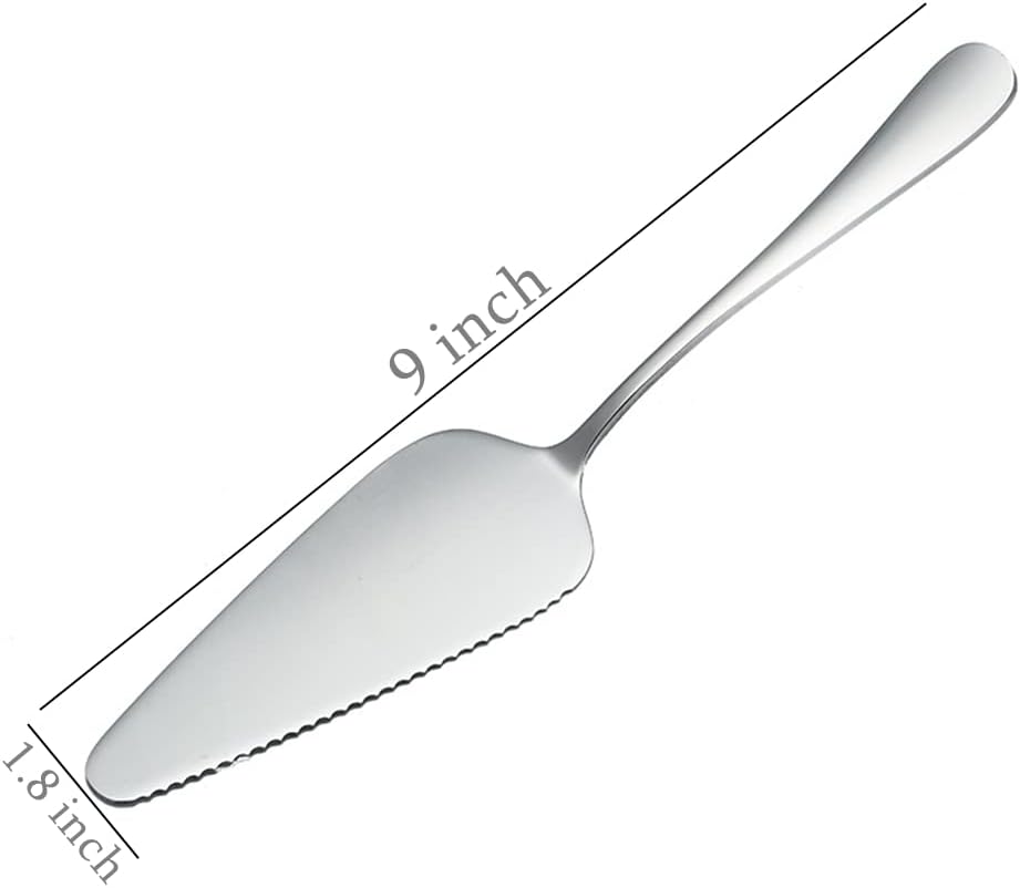 Stainless Steel Cake Server Pack of 10 Pie Holder Transfer Triangular Spade Spatula Serrated Edge for Pizza Cake Baking Safe in Dishwasher (Gold)