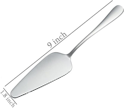 Stainless Steel Cake Server Pack of 10 Pie Holder Transfer Triangular Spade Spatula Serrated Edge for Pizza Cake Baking Safe in Dishwasher (Gold)