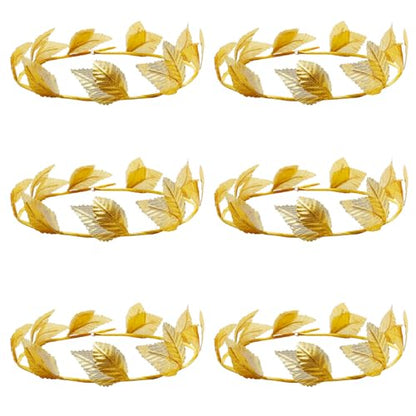 Hoypeyfiy 12 Pcs Gold Laurel Crown Wreath Headbands, Greek Goddess Roman Leaf Headpiece for Toga Party, Halloween Cosplay, Wedding, Prom, Festival Costume Accessories