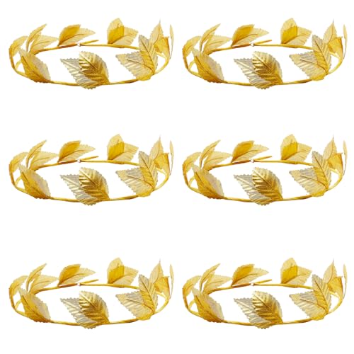 Hoypeyfiy 12 Pcs Gold Laurel Crown Wreath Headbands, Greek Goddess Roman Leaf Headpiece for Toga Party, Halloween Cosplay, Wedding, Prom, Festival Costume Accessories