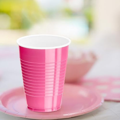 DecorRack 20 Party Cups 12 oz Disposable Plastic Cups for Birthday Party Bachelorette Camping Indoor Outdoor Events Beverage Drinking Cups (Black, 20)