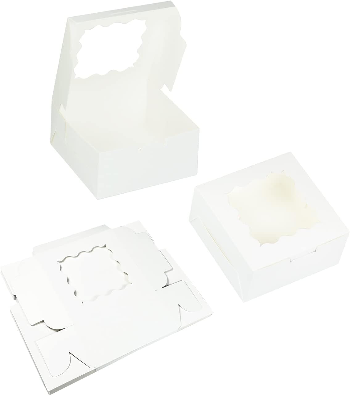 Bakepacker Brown 30-Packs Bakery Boxes with Window 6x6x3 inches Thick & Sturdy Macaroon Pastry Boxes Cookie Boxes for Bakerys